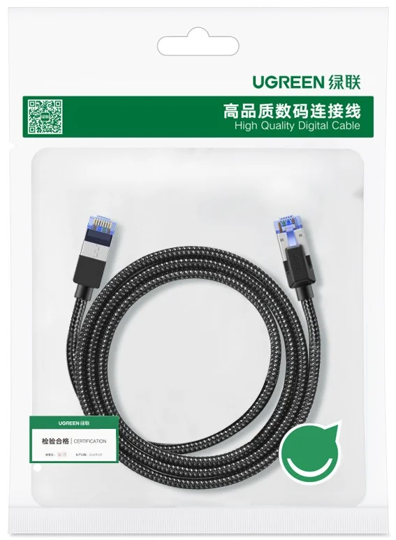 UGREEN Cat 8 이더넷 케이블 고속 브레이디드 40Gbps 2000Mhz 네트워크 코드 Cat8 RJ45 차폐형 실내용 헤비듀티 LAN 케이블