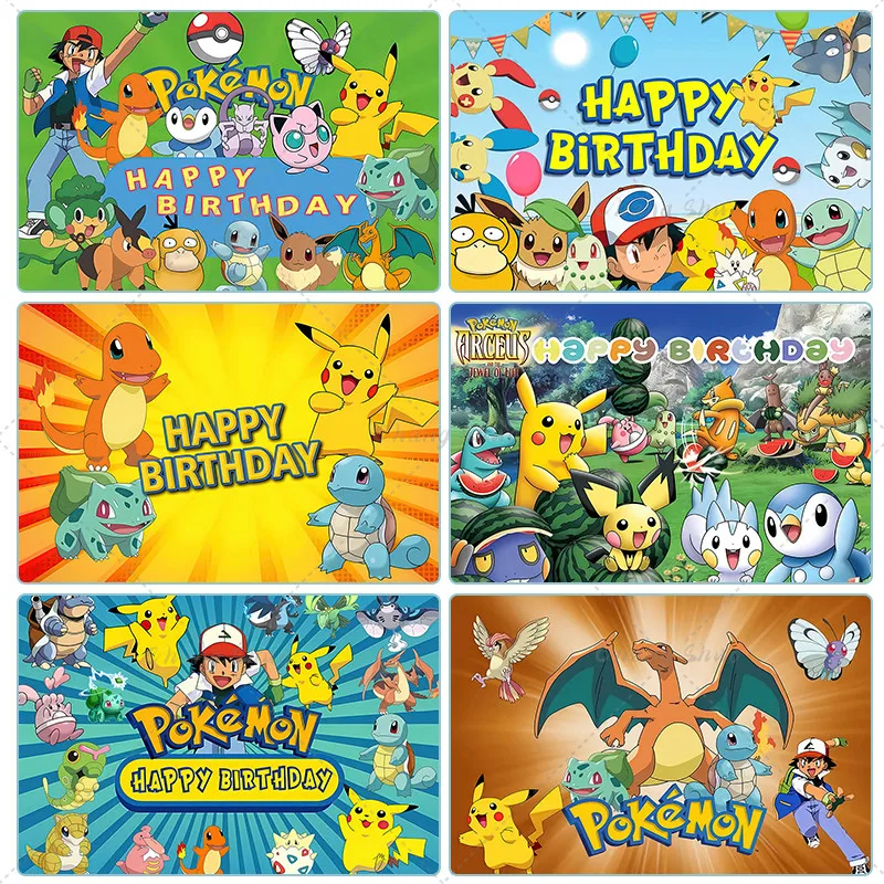 Birthday Party Supplies Birthday Background Supplies Birthday Backdrop Decoration Photography Backdrops Pokemon Birthday Party Backdrops Decor Pikachu Baby Shower Kids Boys Party Baby Shower Photo Studio Supplies