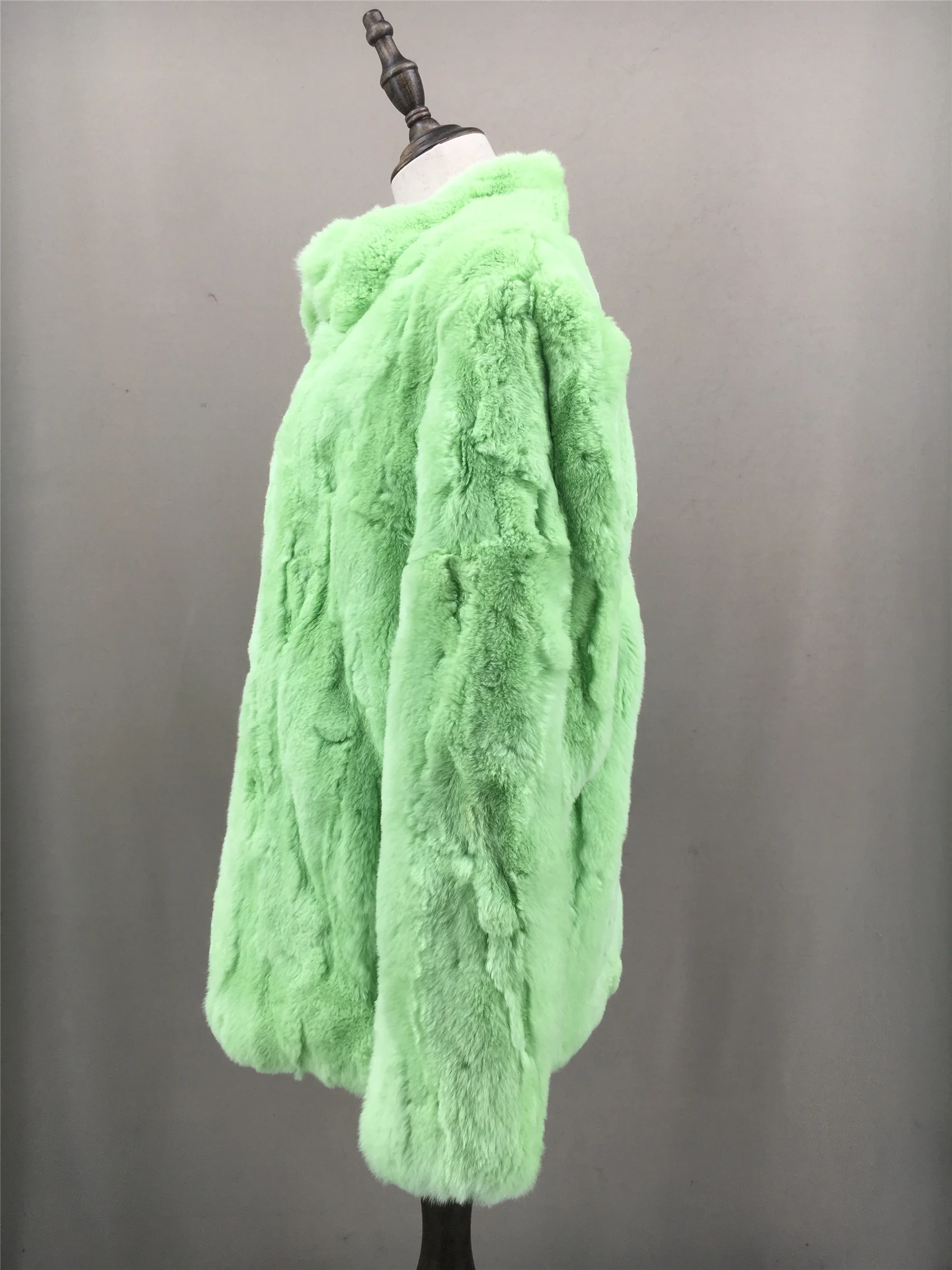 real rex rabbit coat with hood  woman casual 2023 Autumn winter coat furry winter warm furry fluffy 2210020