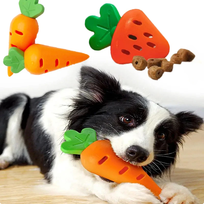 

Dog Chew Toys Soft TPR Leaking Food Treat Toy Cute Carrot Strawberry Shaped Dog Toys Teeth Cleaning Chewing Toy Pet Supplies