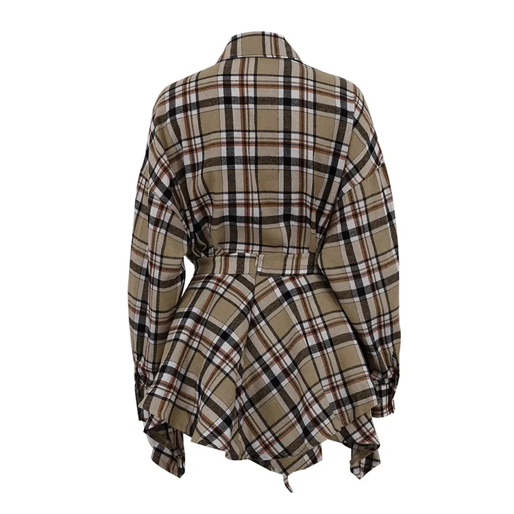 Vintage Contrast 2 Piece-Set Skirt For Women Long Sleeve Slim Patchwork Coat And High Waist Skirt Outfits Ladies Clothes