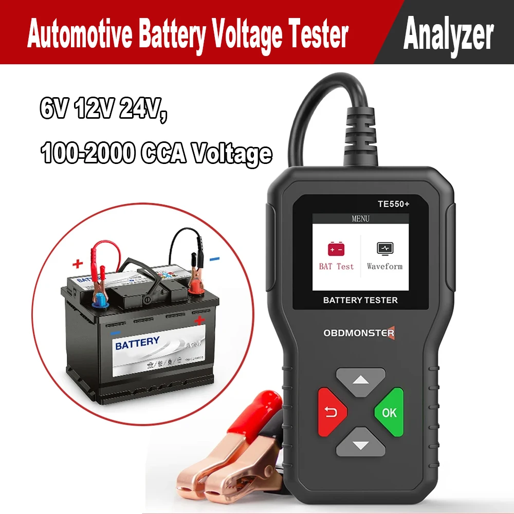 

Автомобильный тестер аккумуляторов 6 в, 12 В, 24 В, 100-2000 CCA, анализатор напряжения автомобильного аккумулятора, тестер системы запуска с цветным экраном