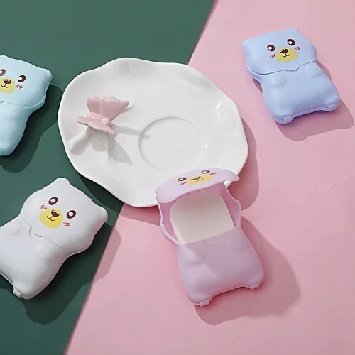 만화 소독 비누 종이, 귀여운 목욕 비누 조각, 미니 일회용 향기 나는 슬라이스 비누 청소 종이, 손 세척, 건강 관리 4