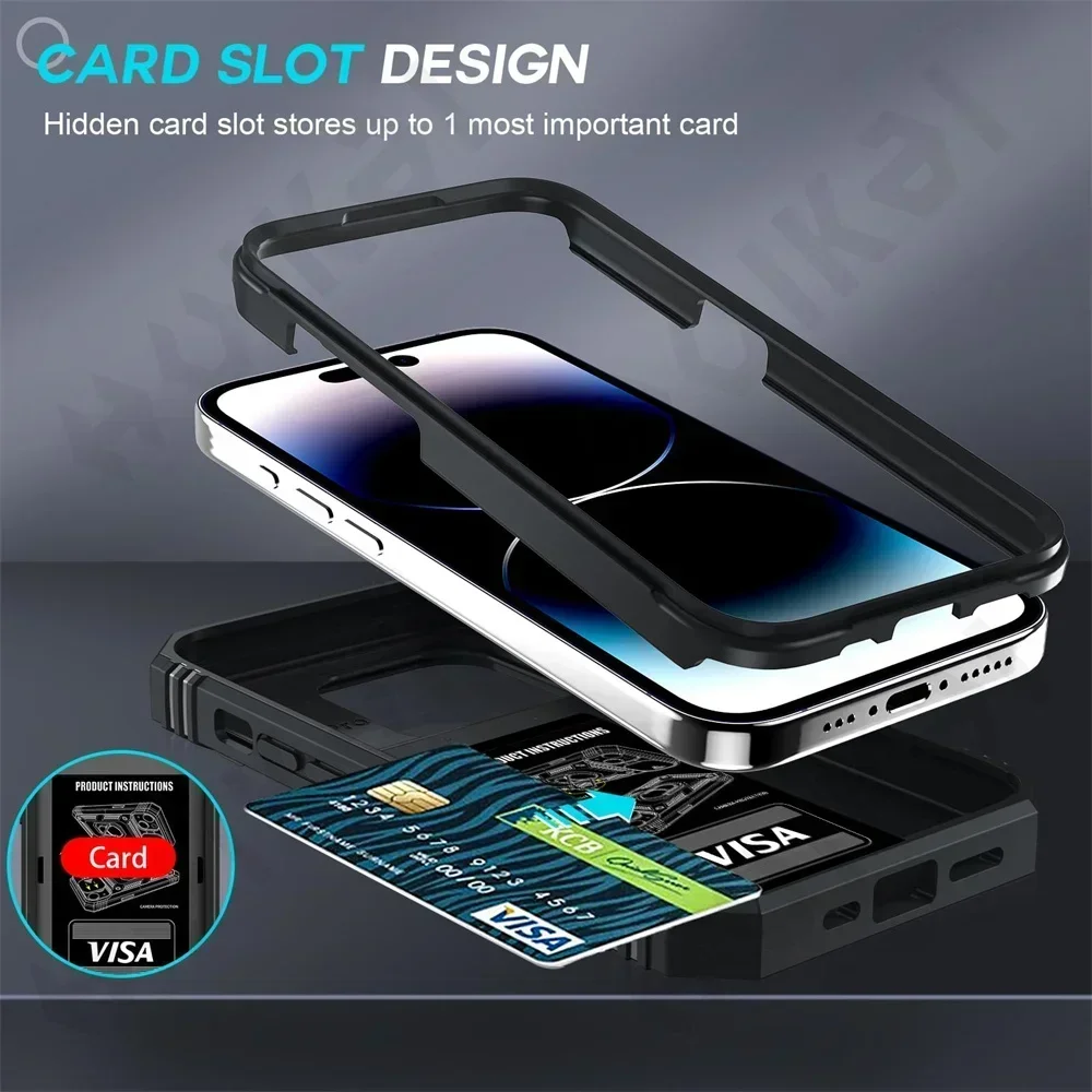 Case For iPhone 15 14 13 12 11 Pro XS Max XR 8 7 Plus Camera Slide Military Grade Armor Protection 360 Degree Rotate Armor Cover