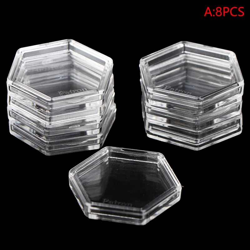 8Pieces Hexagon Clear Plastic Acrylic Protector Containers Case For Token  Collection Board Game Holder Boxes