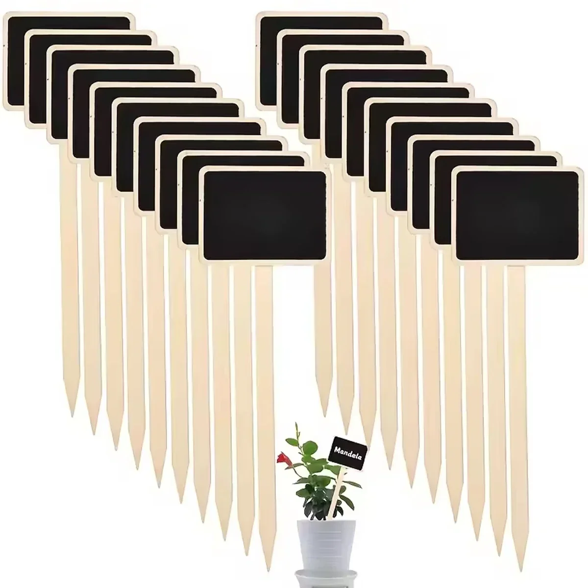 Rustic Wooden Plant Labels, T-Shaped Garden Sign Blackboard Floor Mount