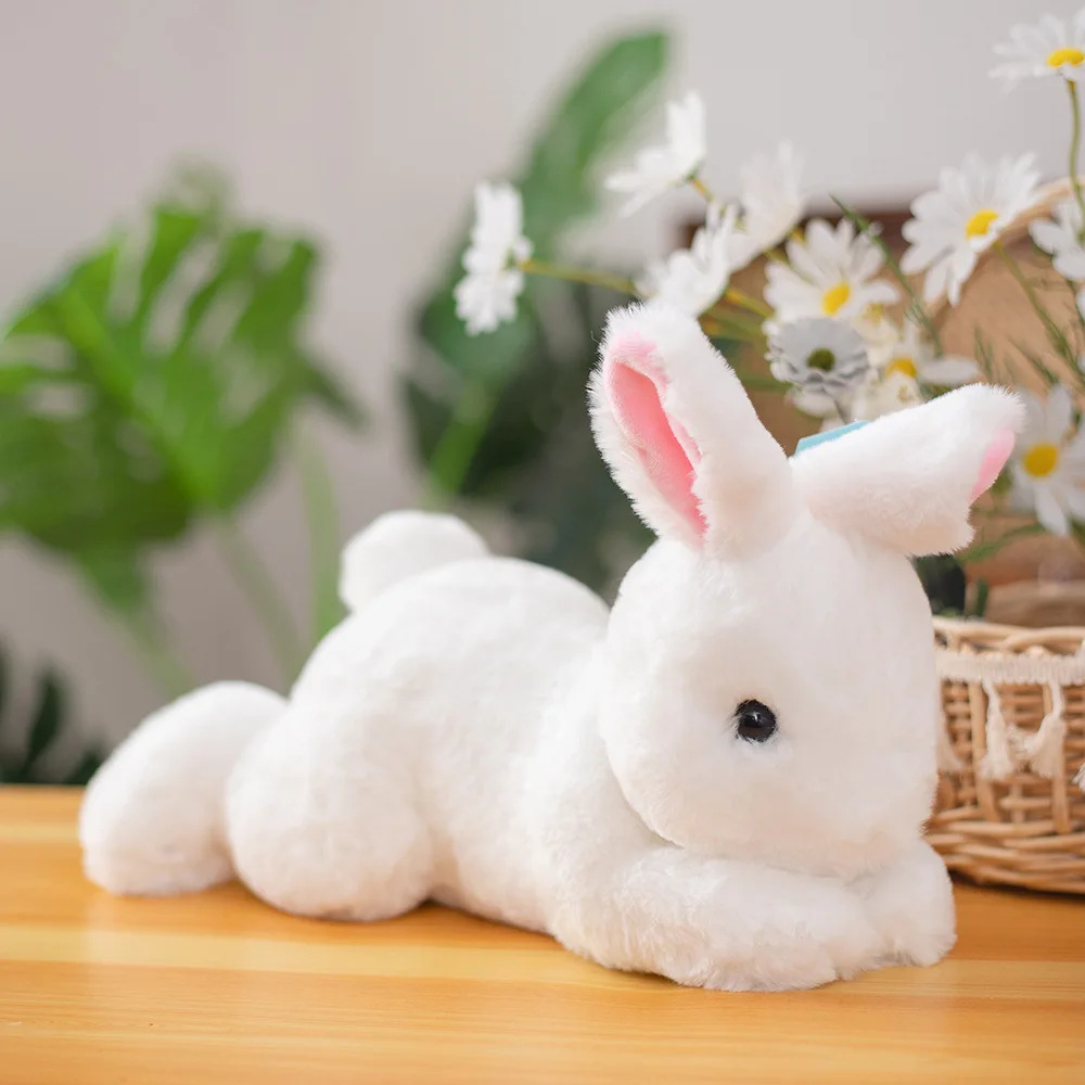 30-50cm Realistic Furry Rabbit Plush Toy Lifelike Bunny Plushie Animal Dolls Simulation Model Birthday Gift Soft Sleeping Toys new 36cm simulation cat plush toy creative realistic animal puppy dolls stuffed soft toys for children birthday gift kitty