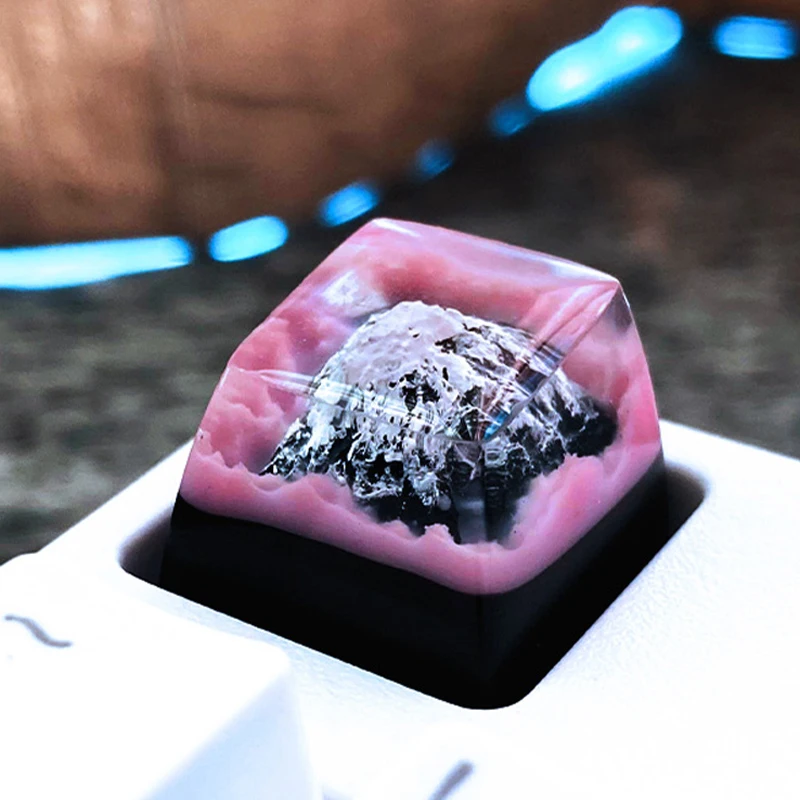 

R4 ESC Customized Resin Drip Glue Snow Mountain Keycap Cherry Blossom Transparent Cross Axis Game Mechanical Keyboard Keycap