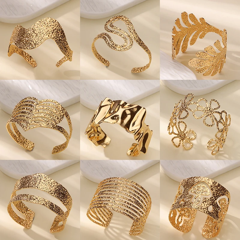 Stainless Steel Bangle For Women Geometric Gold