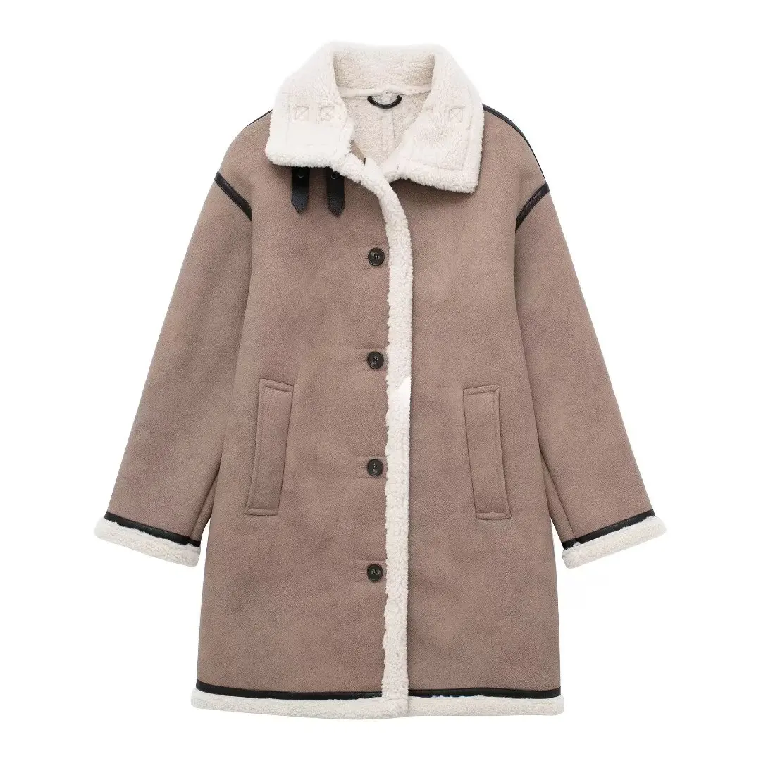 

Women New Fashion Double-sided Long Jacket Coat Vintage Lapel Long Sleeve Button All-match Casual Female Outerwear Chic Tops