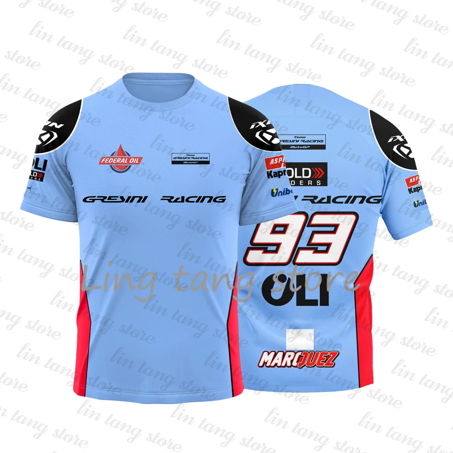 

2024 New Motorcycle Competition BIUE Summer Men's Breathable T-shirt GRESSINI 93 Racing Festival Quick Dry T-shirt