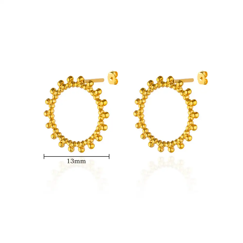 Hollow Sun Stainless Steel Stud Earrings for Women Wedding Aesthetic