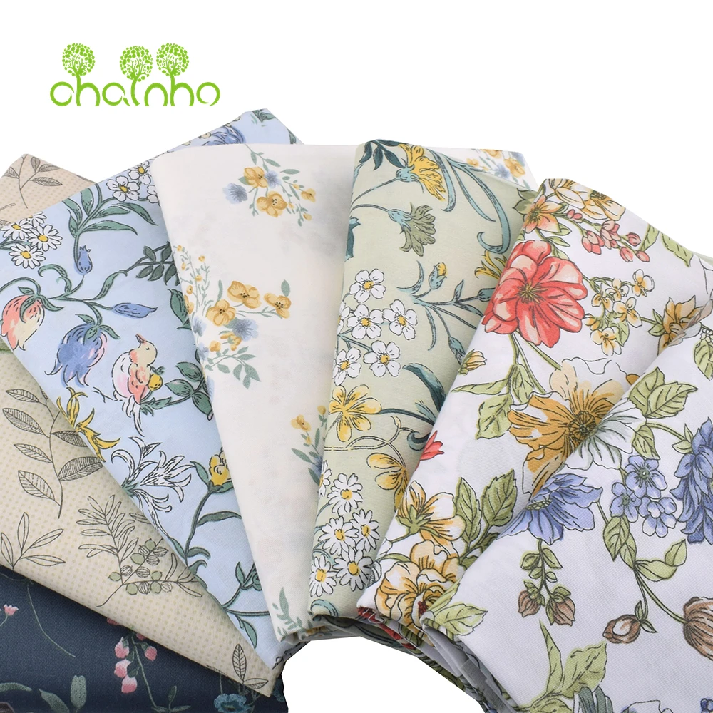 Chainho,Printed Twill Weave Cotton Fabric,DIY Quilting Sewing Material,Home Handmade Textile,Patchwork Cloth,7 Designs,25C13