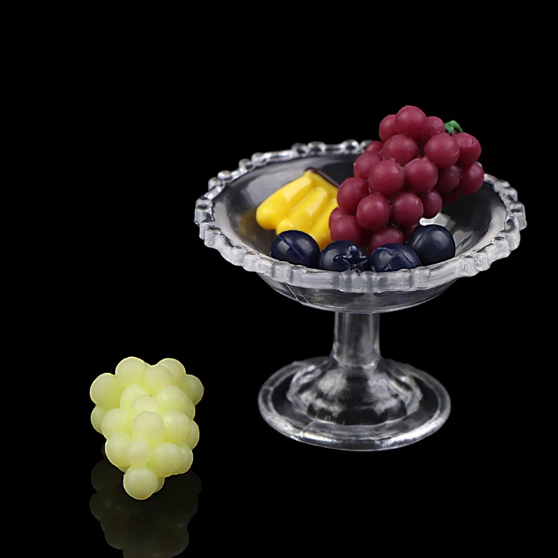 1Set 1:12 Dollhouse Miniature Dessert Pan Cake Stand Fruit Tray W/Fruit Decor Toy Mini Afternoon Dessert Food Kitchen Toy 2