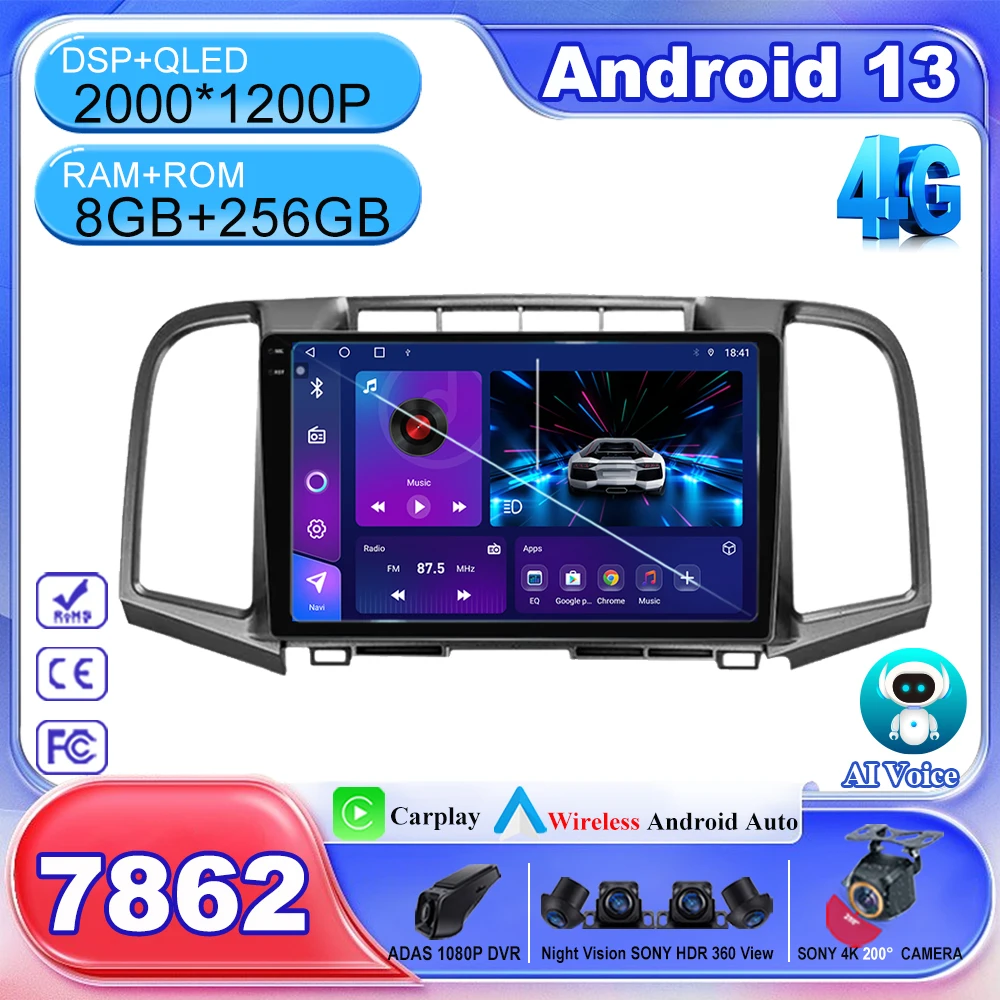 

Автомобильное радио Carplay 7862 для Toyota Venza 2008-2016, мультимедийный видеоплеер с GPS-навигацией, Android 13, 2din, 2 din, DVD