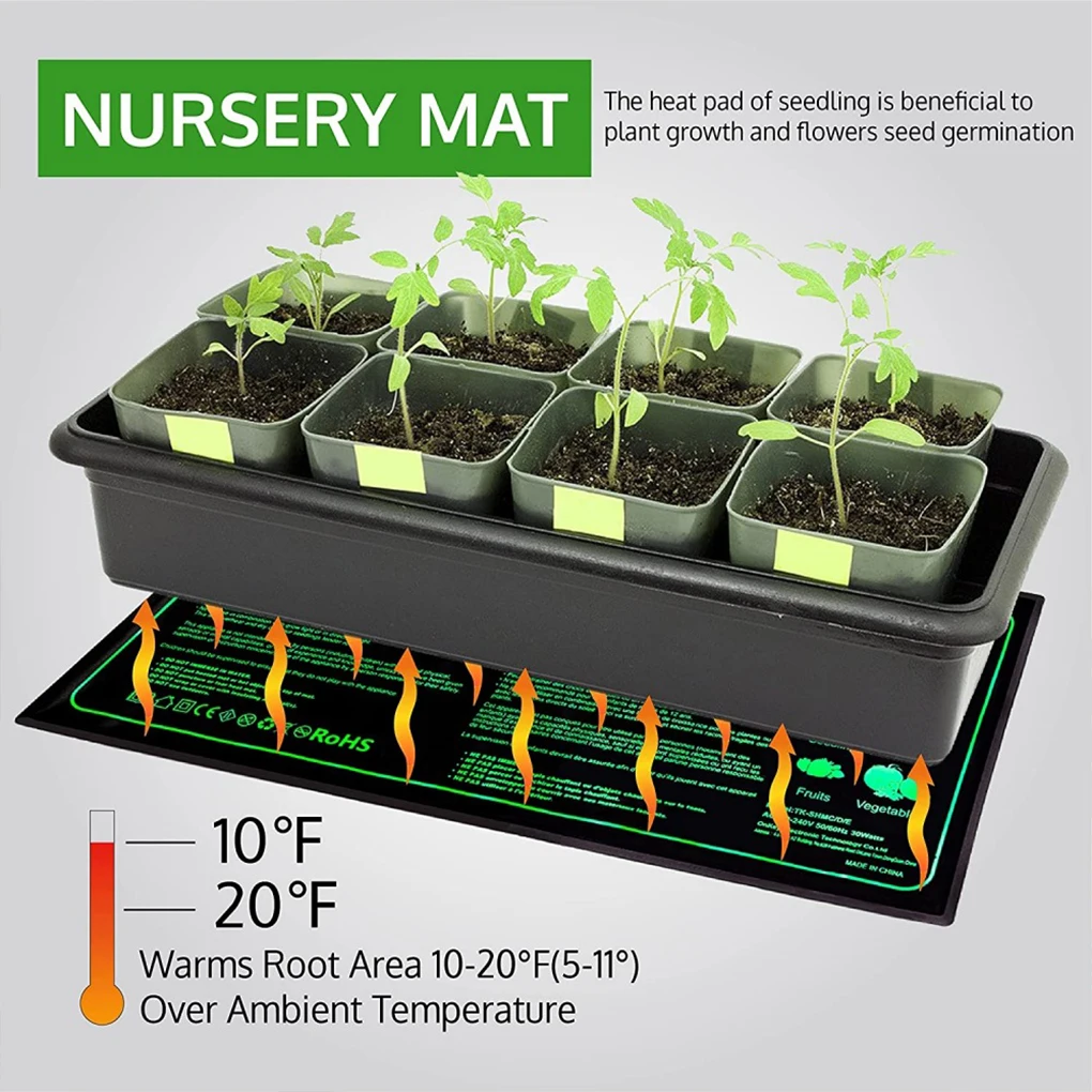 20 inch x 10 inch Garden Accessories Nursery Seedling Heat Mat with temperature controller