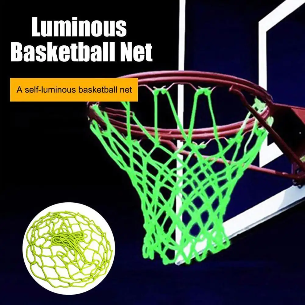 Description Picture 3 of itemNightlight Basketball Net Nylon Glowing Green Luminous Basketball Hoop Rim Net Adult Kids Basketball Sport Training Net