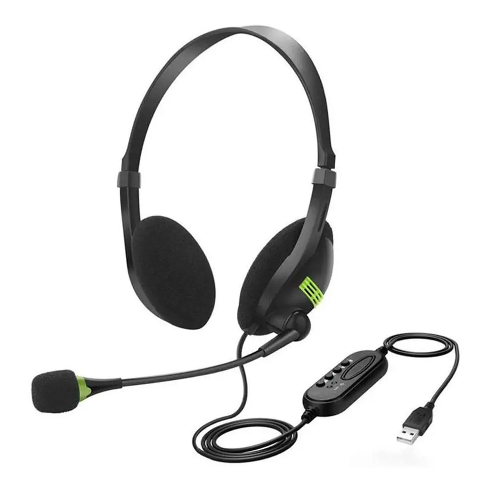 Computer Usb Headset Call Center Headset With Microphone Noise Cancelling Wired Business Headset For Pc For Laptop