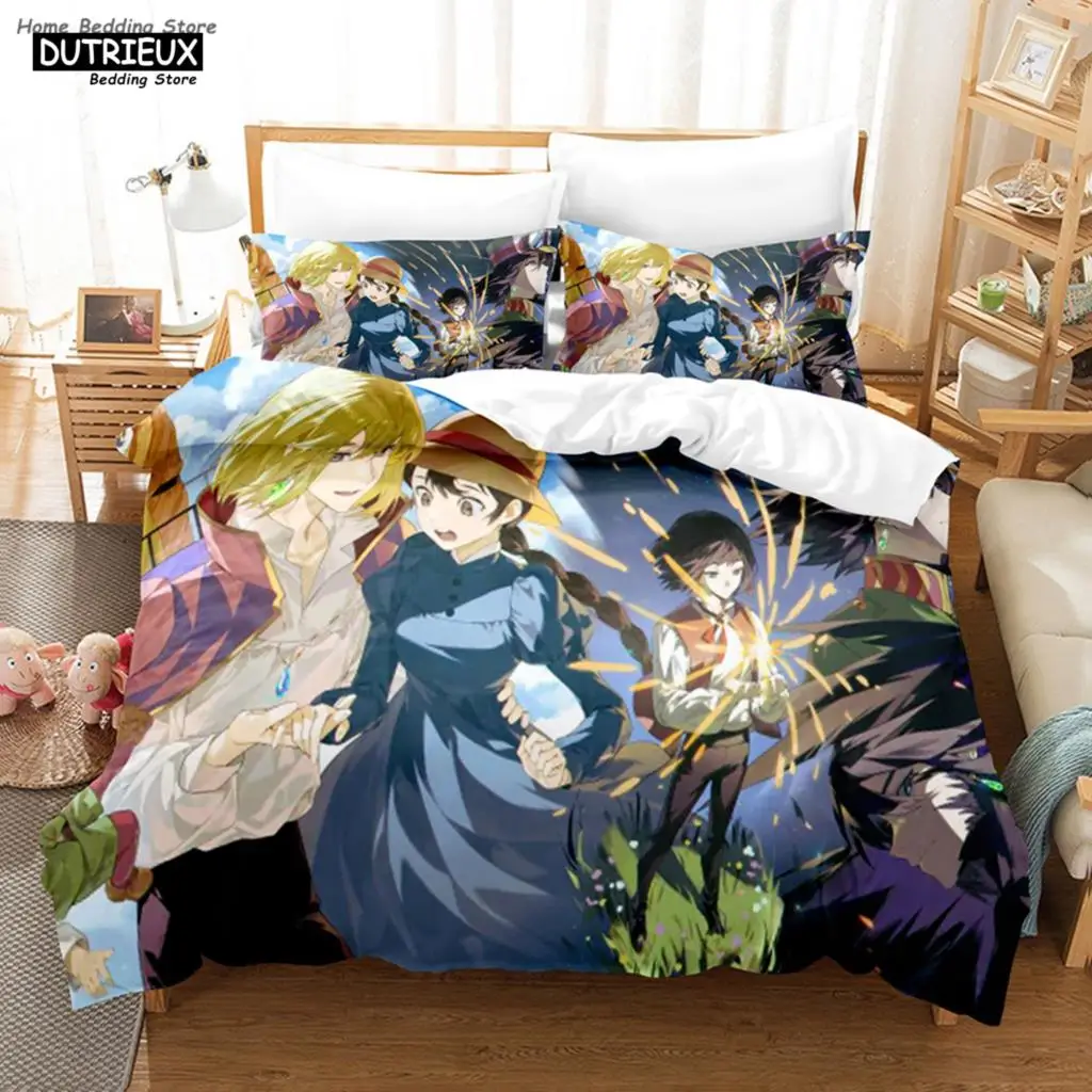 

Howl's Moving Castle Bedding Set Cartoon Anime Bed Linen Adults Teens Girls Single Double King Queen Full Size Duvet Cover Sets