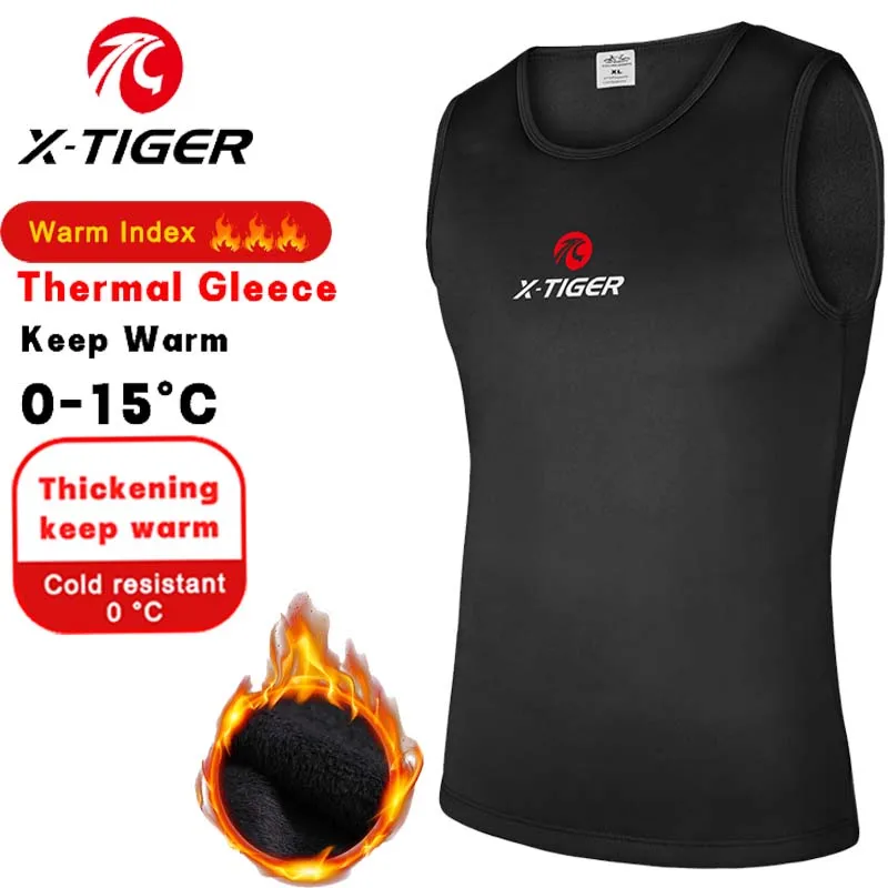 Cycling Jersey X-TIGER Winter Sleeveless Fleece Base Layer Sports Bike Shirt