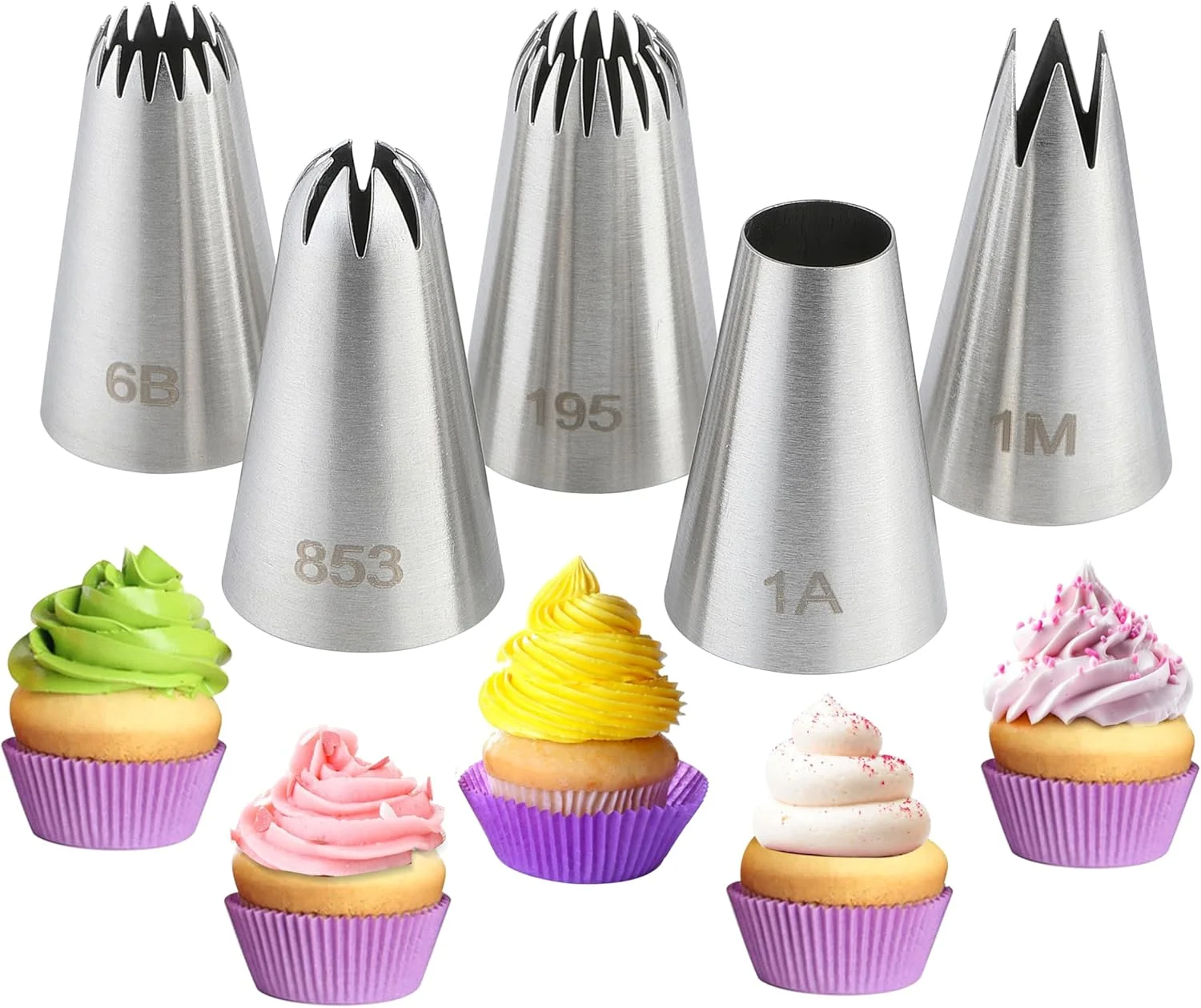 5PCS Large Piping Nozzle Set Stainless Steel Cake Decorating