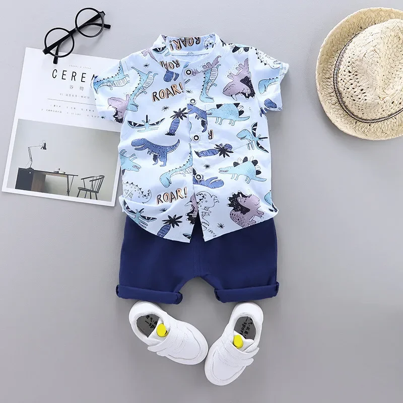 

summer new kids clothes boy clothing children cartoon shirt short sleeve + shorts 2 pieces Boy Sets