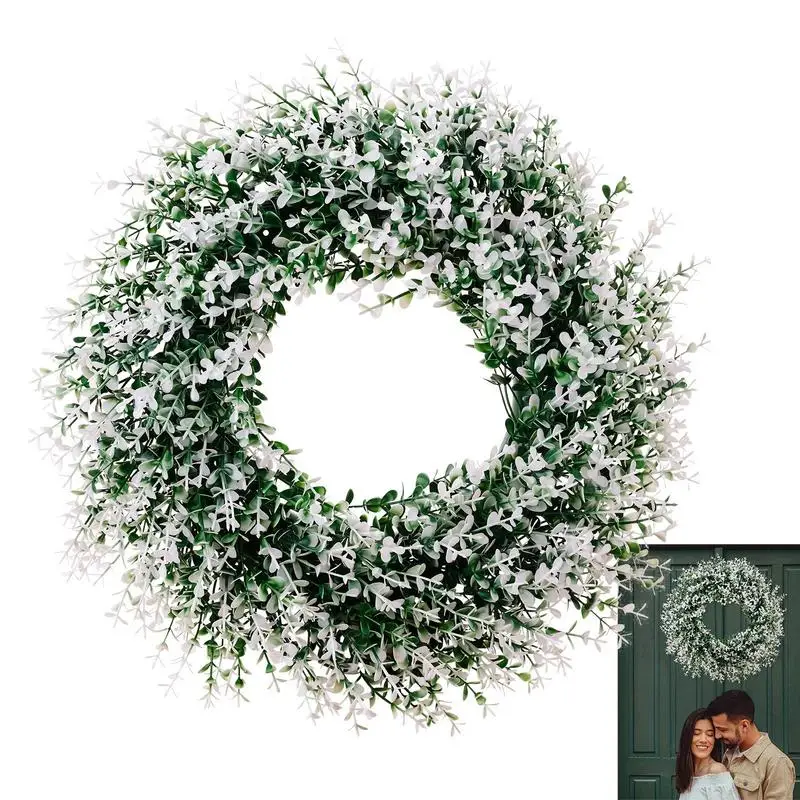 

13.7 in Spring Flower Wreath Artificial Flower Eucalyptus Leaves Wreath For Front Door Window Simulation Celebration Decoration