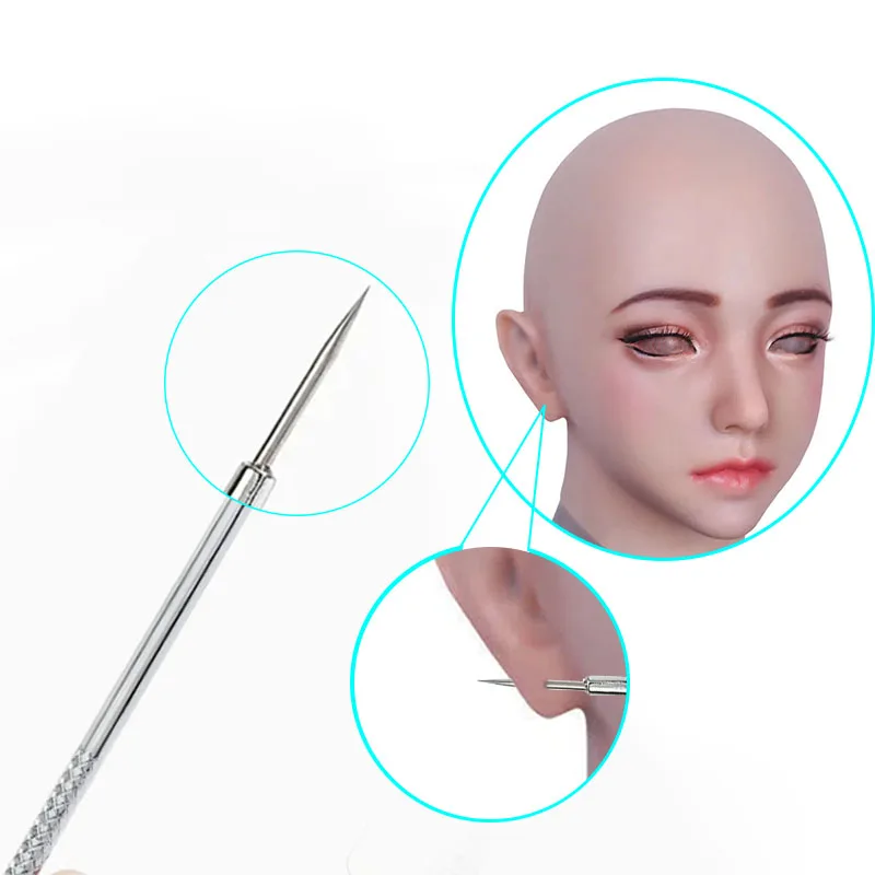 

Профессиональный силиконовый инструмент для изготовления отверстий для Хэллоуина, косплей, силиконовая маска для головы, силиконовый макияж, игла для пробивки ушей, носа, губ