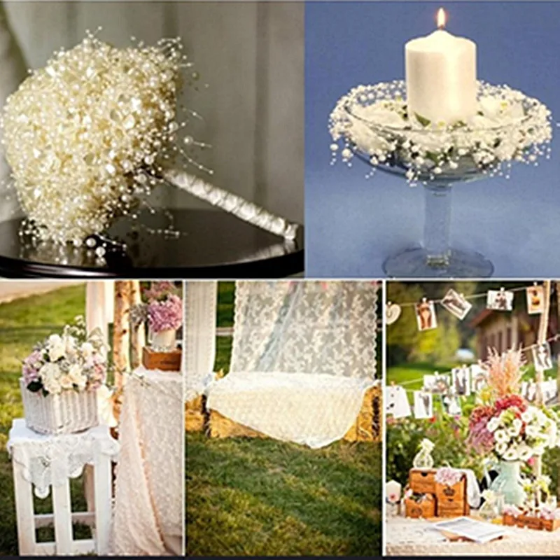 5yards 3-8mm Fishing Line Artificial Pearls Flower Beads Chain Garland Flowers Wedding Party Decoration Diy Jewelry Accessory pearls for jewelry loose pearl beads pearl beads imitation pearl beads natural pearl beads shell pearl beads beads for jewelry making jewelry accessories