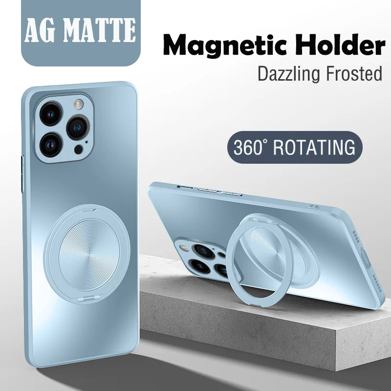 ตัวเลือกสินค้า เคสแข็งด้านสำหรับ iPhone 17/16/15/14/13/12/11 Pro Max Plus Mini พร้อมขาตั้งและแหวนแม่เหล็ก