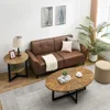 Solid Wood Oval Coffee Table with Cross Metal Legs, 47.9" Industrail Bar Cocktail Table for Living Room Kitchen Office 6