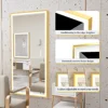 LUVODI Illuminated Bathroom Mirror Gold Frame Wall Mounted Bathroom Vanity Mirror with LED Lights 3 Color Dimming Defog 3