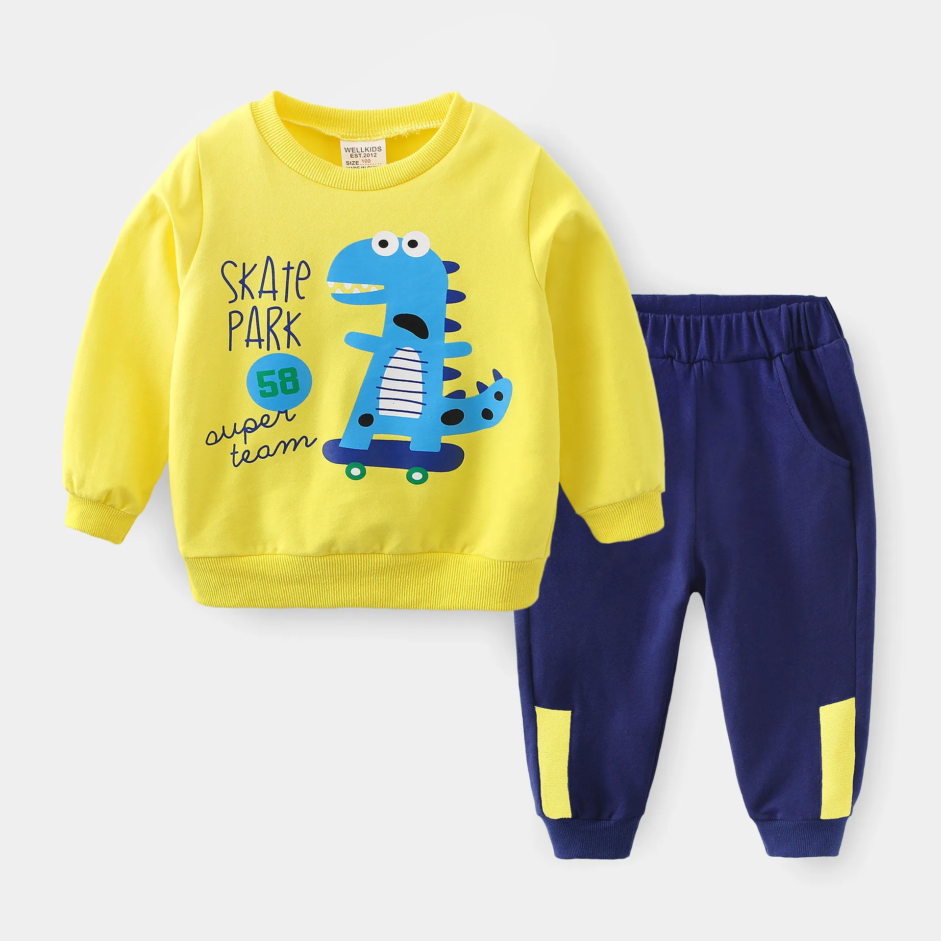

ZWY1975 Toddler Baby Boys Clothes Set Character Print Good Quality Cotton Long Sleeve Sweatshirt Tops+Elastic Waist Trousers