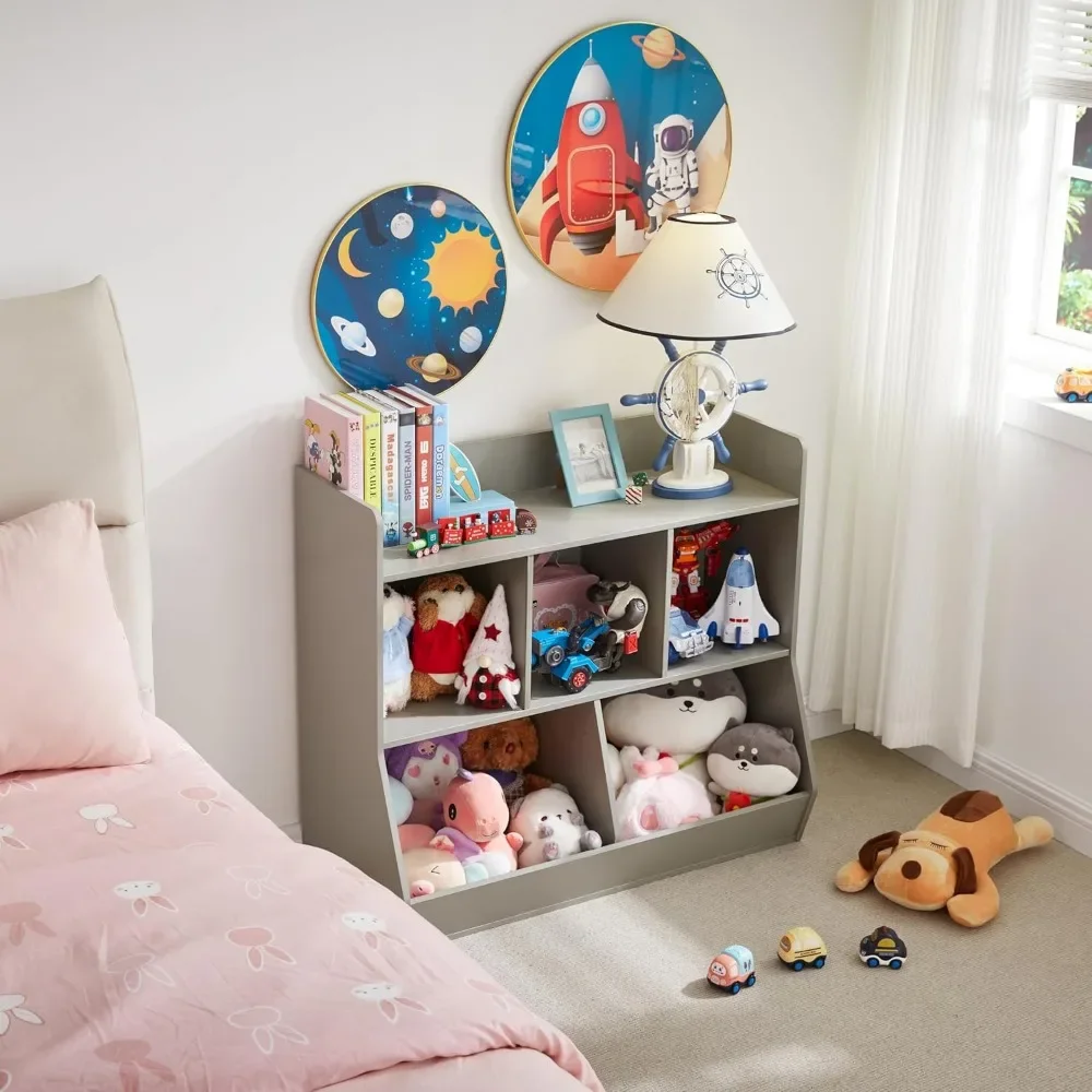 Toy Storage Organizer with Bookshelf, 5-Cubby Children's Toy Shelf, Storage Cabinet, Suitable for Children's Room, Playroom