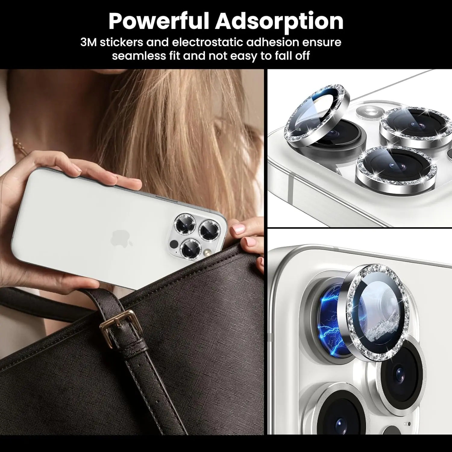 Sparkling Tempered Glass Camera Lens Protector Cover