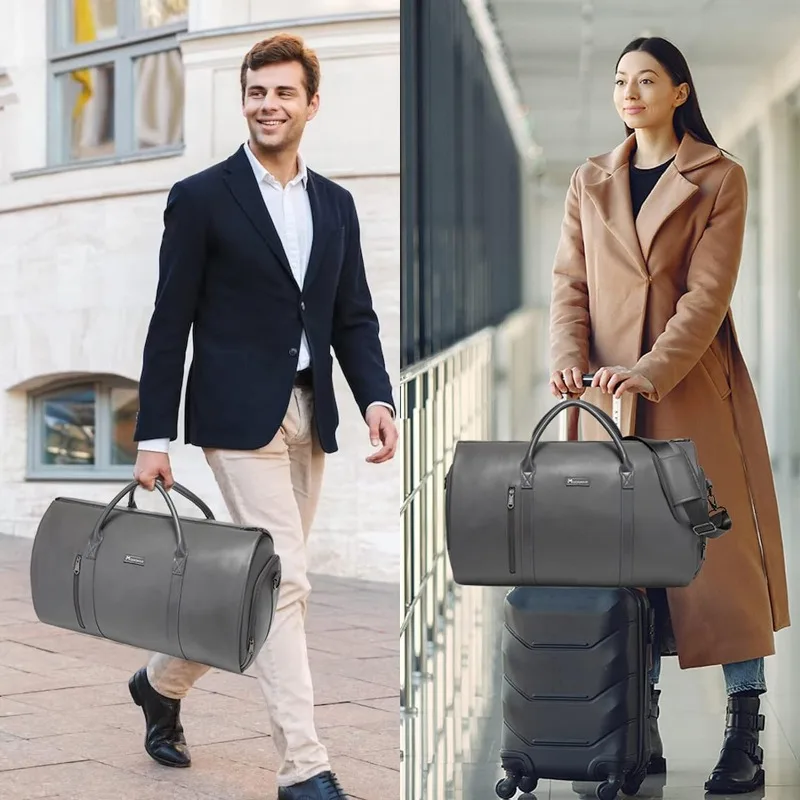 

Garment Duffel Bag Gifts for Men Women Business - 2 in 1 Hanging Suitcase Suit Travel Bags in Brown