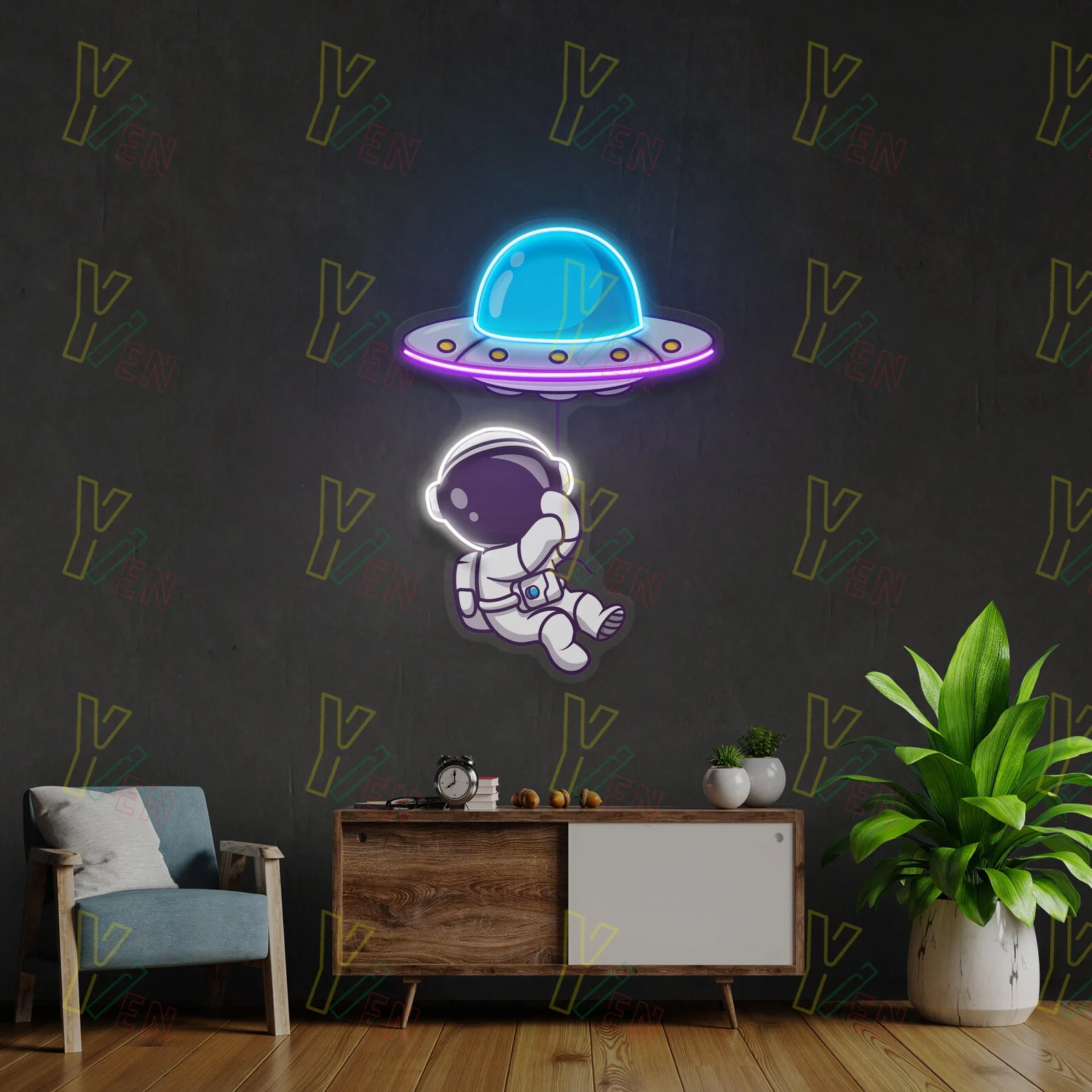 

Astronaut Sitting on UFO Neon Sign, UV Neon Sign, Wedding Neon Sign, Custom Neon Sign, 5v Neon Sign, USB Neon Sign