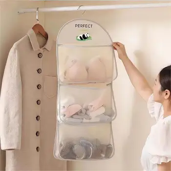 Rete portaoggetti di grande capacità, armadio per dormitorio, borsa per appendere calzini, biancheria intima, borse portaoggetti per porta tascabile in rete traspirante multistrato 1