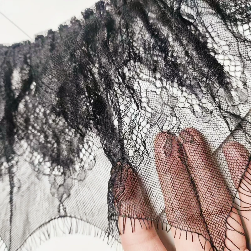 Soft double jacquard eyelashes wavy edge tulle lace DIY evening dress skirt trim fabric home textile sewing material
