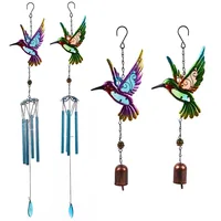 Wind Chime Hummingbirds Dragonflies Metal Glass Painted Crafts Hanging Pendants Bell Aluminum Pipe Home Courtyard Hanging Decors 1