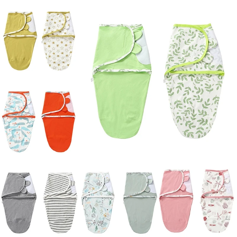 

2Pcs/Set Baby Swaddle Blanket Adjustable Infant Wrap Soft Breathable Cotton Newborn Sleeping Bag Sleepsack Bedding