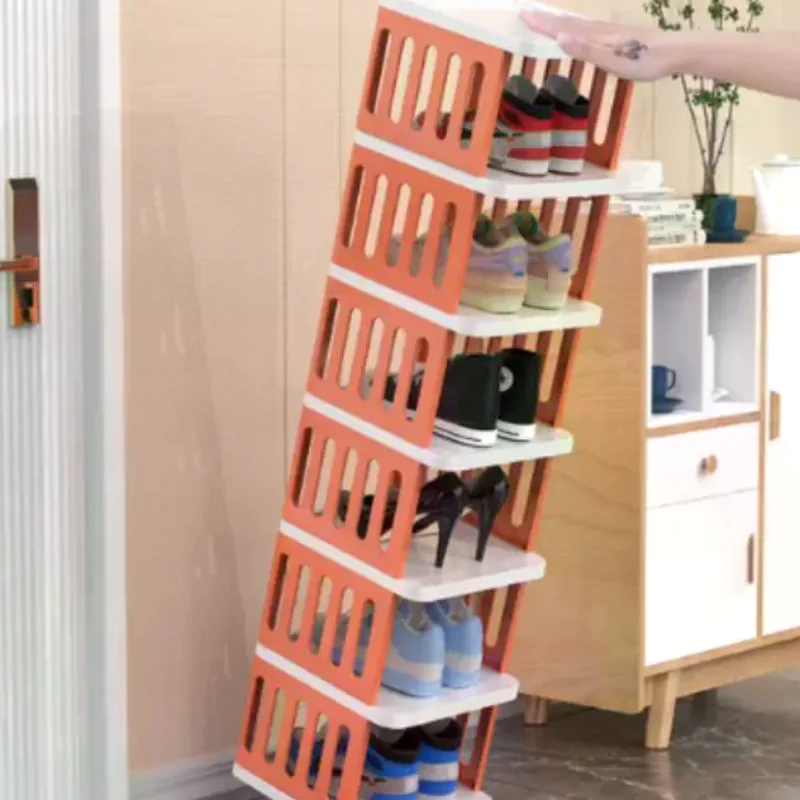 Scarpiera impilabile stretta con design salvaspazio a più livelli per ingresso, dormitorio, camera da letto, armadio