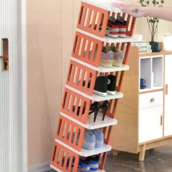Scarpiera impilabile stretta con design salvaspazio a più livelli per ingresso, dormitorio, camera da letto, armadio