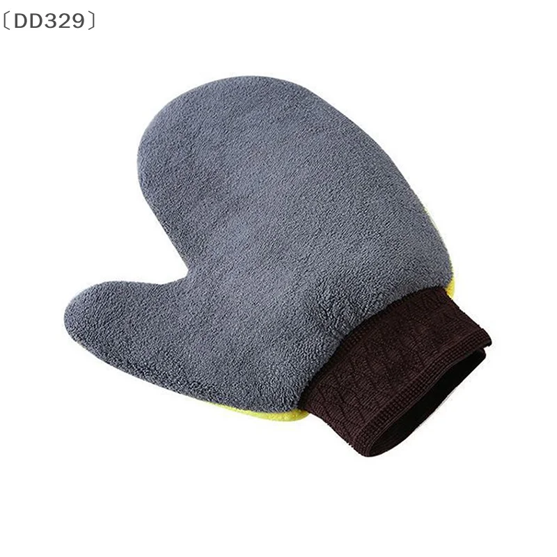 〔DD329〕Car Washing Gloves Double-sided Soft Coral Fleece Clean Glove Water Absorption Soft Care Dust Car Cleaning Tools Auto