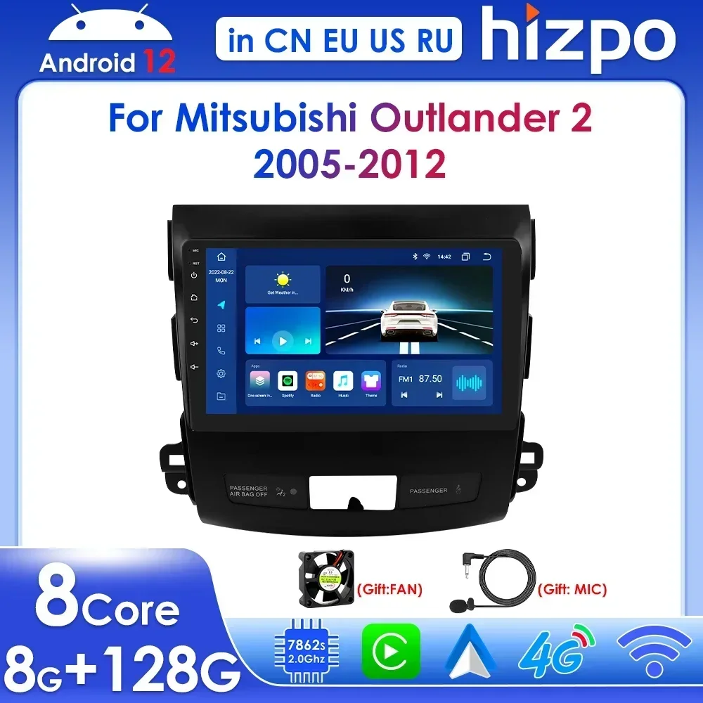 

Hizpo Android 12 Car Radio Multimidia for Mitsubishi Outlander 2 2005-2011 Citroen C-Crosser Peugeot 4007 Carplay 2din Autoradio