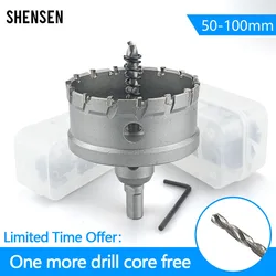 1Pcs 50-100mm TCT Hole Saw Tungsten Carbide Tip Core Drill Bit Cutter Tools Drilling crown for Metal Stainless Steel Alloy