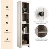 Tall Storage Cabinet Free Standing Floor Storage Tower with Four Shelves and Single Door, for Living Room, Bathroom 6