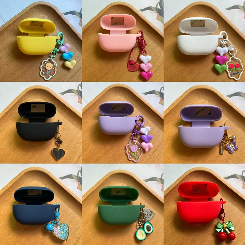 

Cute Silicone Protective Case For Xiaomi Redmi Buds 4 Pro With keyring Candy Color Soft Thin Earphone Cover For Redmi Buds 4 Pro