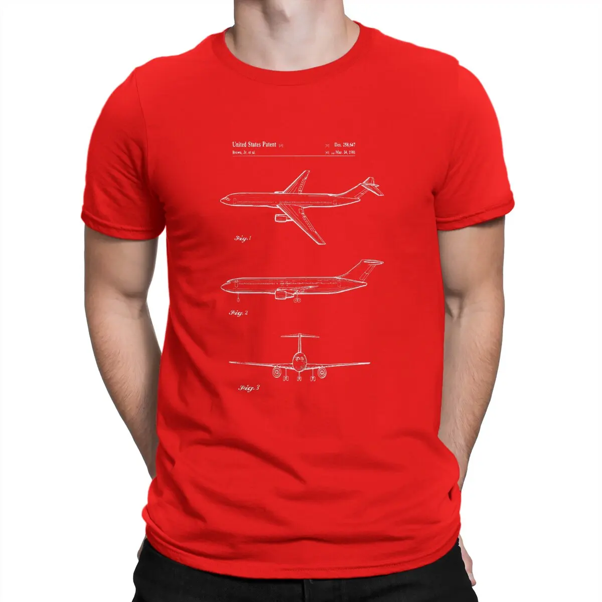 thumbnail image 1 of Camiseta para hombre con estampado de patente del Boeing 777 de 1981, avión de pasajeros, novedad, algodón puro, camiseta de manga corta para amantes de los aviones., 1 of 7