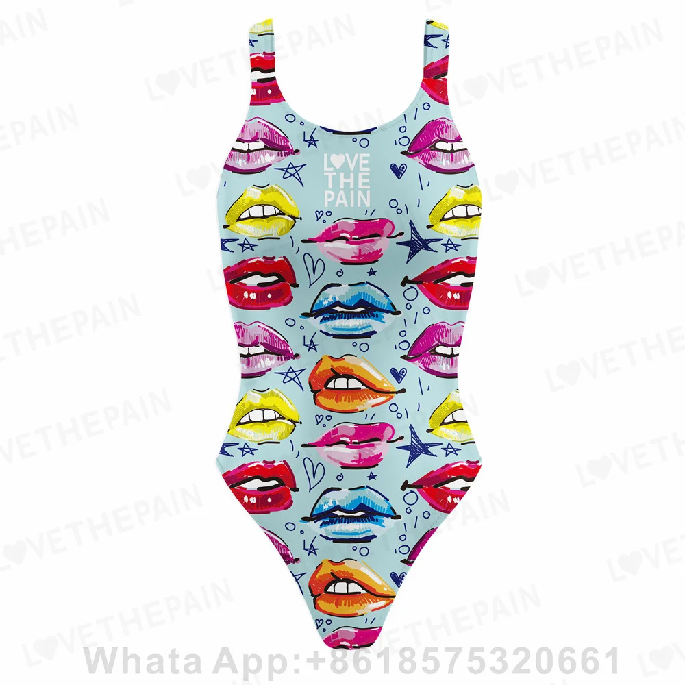 Love The Pain 2023 Women's Swimsuit Bodysuit Summer Sport Training Swimwear Backless One Piece Monokini Beach Bathing Suit